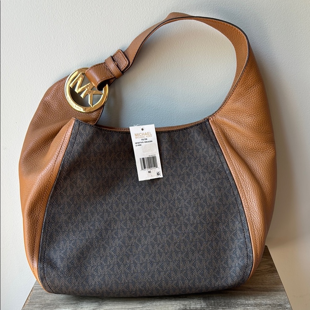 Michael Kors Brown and Black Hobo Bag with Luxurious Accents
